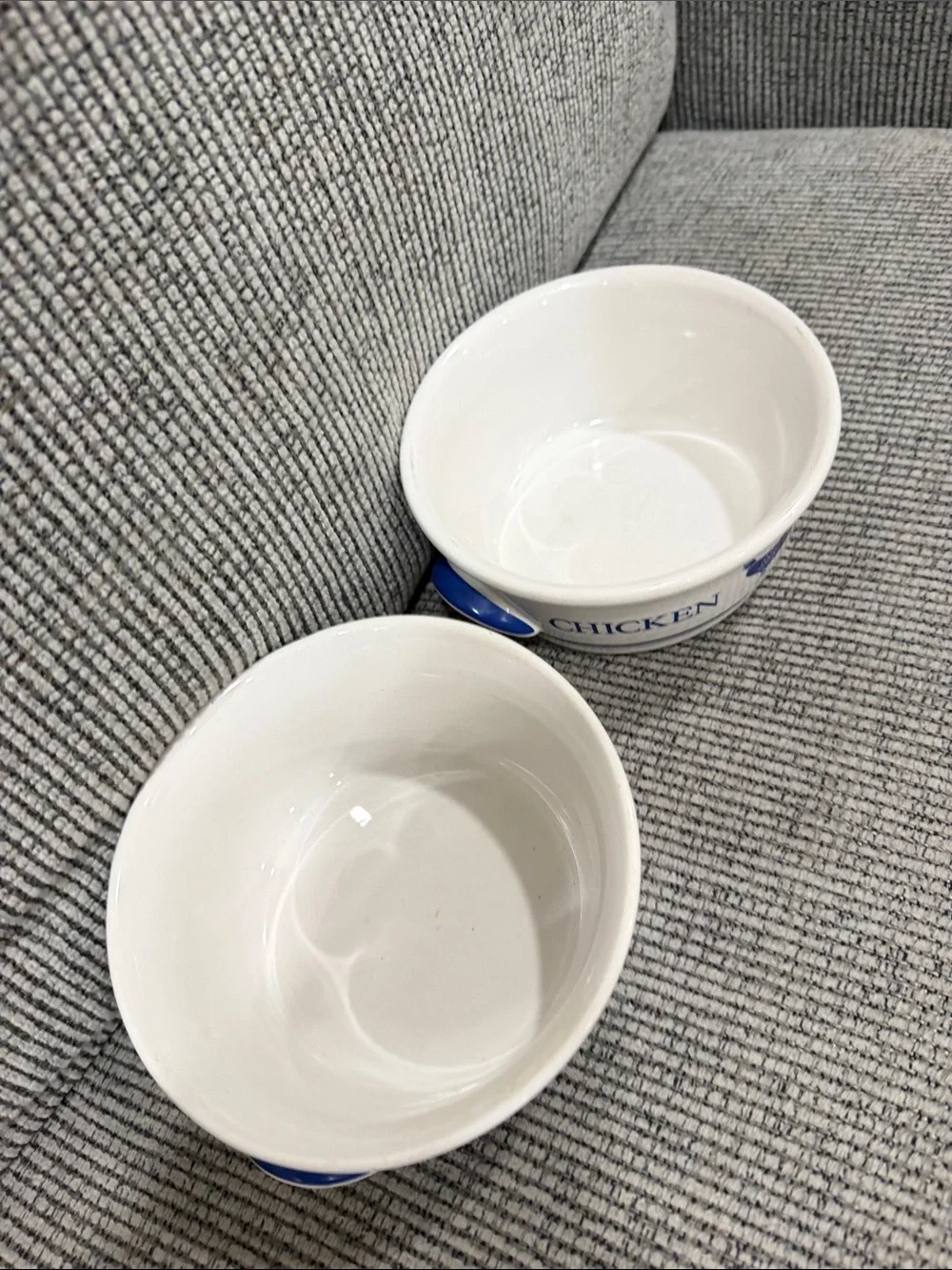 Chicken Soup Ceramic Bowls Set - White with Blue